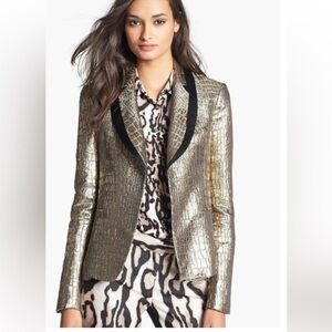 DIANE VON FURSTENBERG: SIZE 6: OFELIA: GOLD: BLAZER: JACKET: METALLIC: NWT: $498